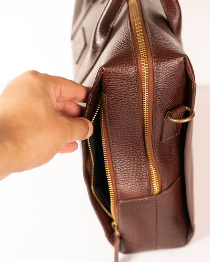 The Flint - Leather Executive Bag with Laptop Compartment ( Burgundy )