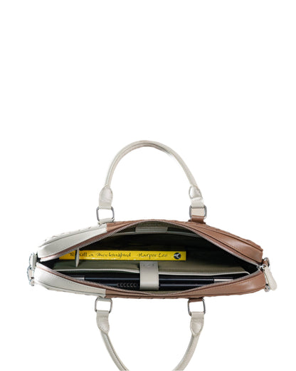 Loom : Braided Exeuctive Bag (Ivory & Mud Brown)