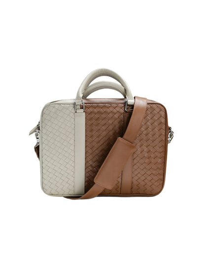 Loom : Braided Exeuctive Bag (Ivory & Mud Brown)