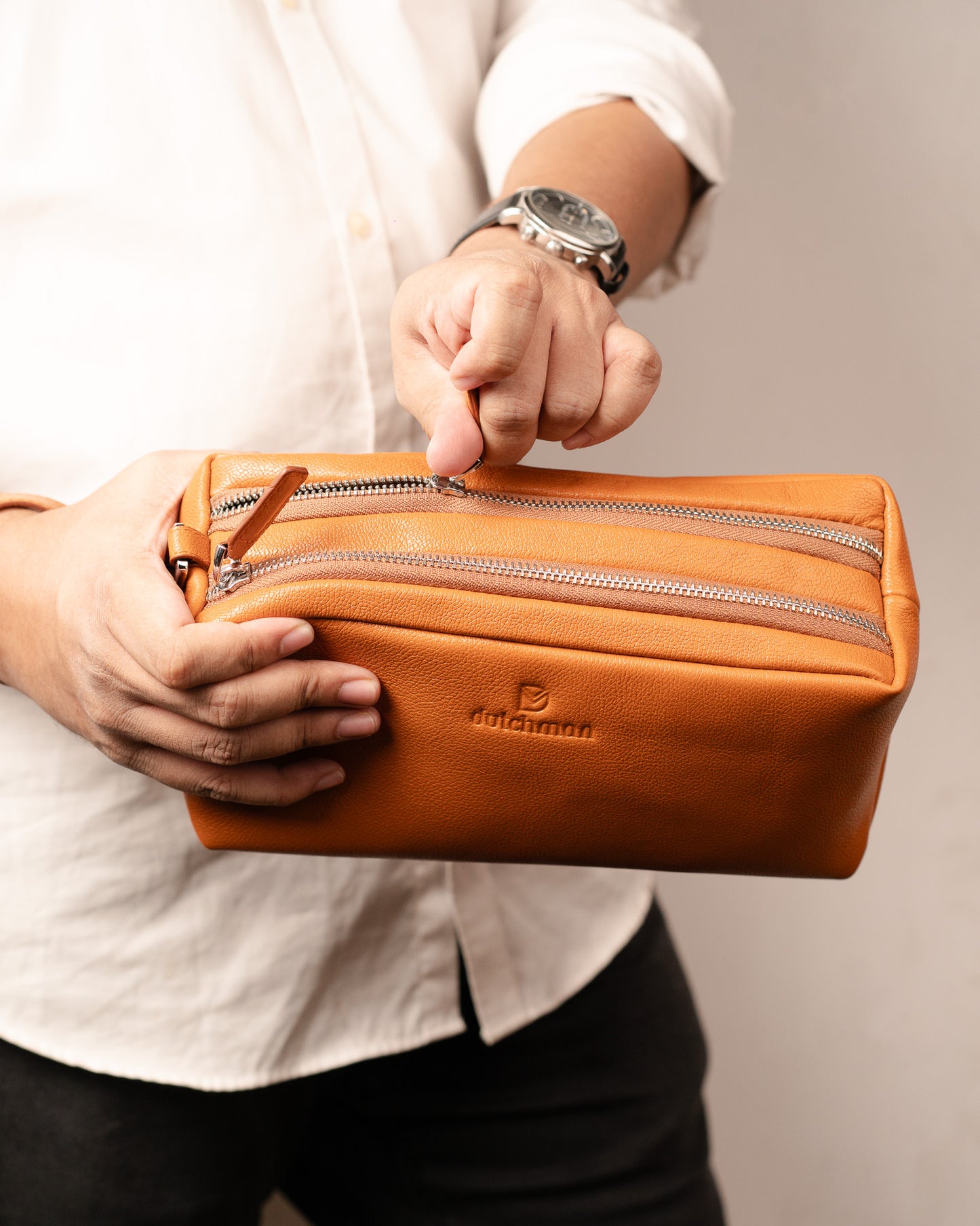 The Hatch – Double Compartment Orange Travel  Pouch